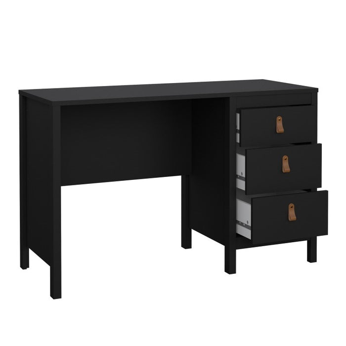 Barcelona 3 Drawer Desk - Matt Black - The Furniture Mega Store 