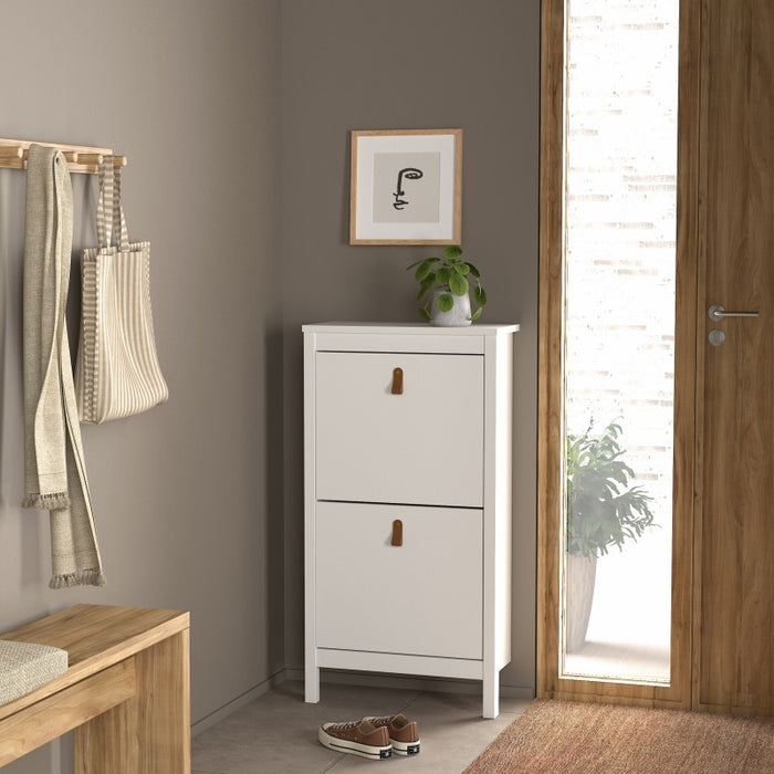 Barcelona Shoe cabinet 2 compartments - White - Est Back In Stock 11/09-2023 - The Furniture Mega Store 