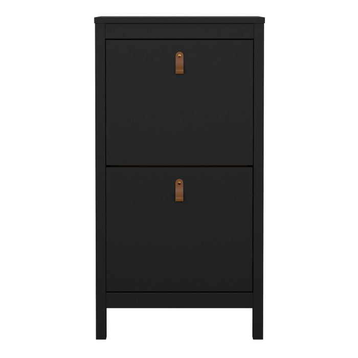 Barcelona Shoe cabinet 2 compartments - Matt Black - The Furniture Mega Store 