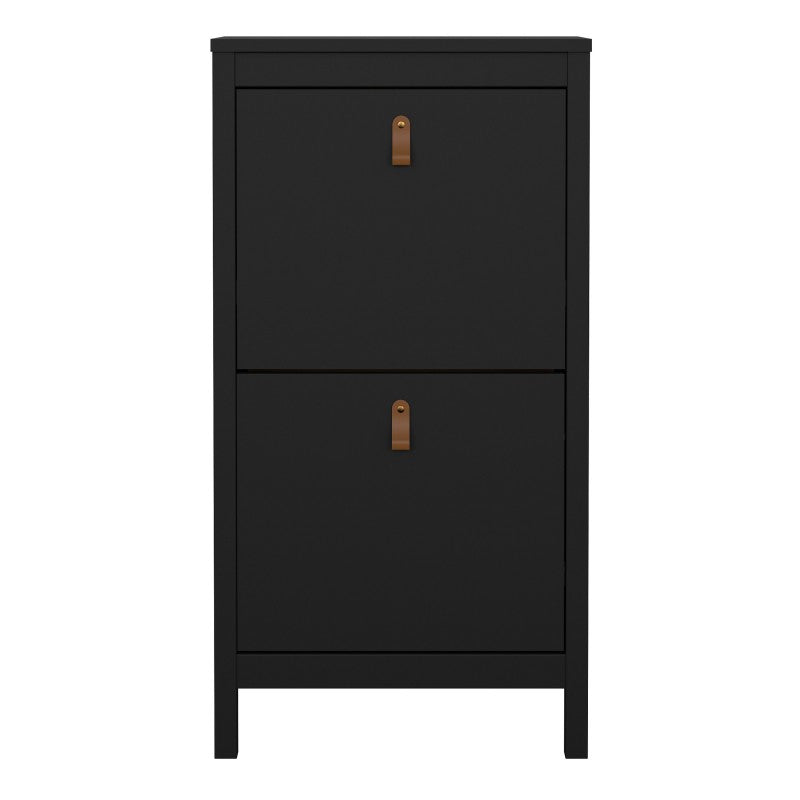 Barcelona Shoe cabinet 2 compartments - Matt Black - The Furniture Mega Store 