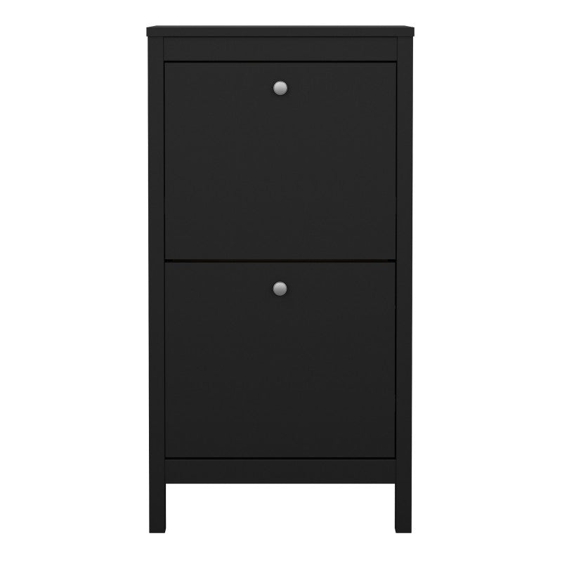Madrid Shoe cabinet 2 compartments - Matt Black - Due In Stock 06/09-2023 - The Furniture Mega Store 
