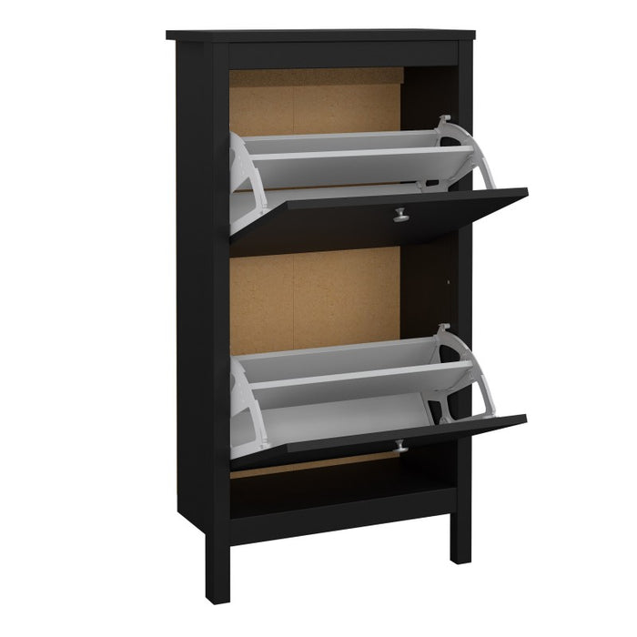 Madrid Shoe cabinet 2 compartments - Matt Black - Due In Stock 06/09-2023 - The Furniture Mega Store 