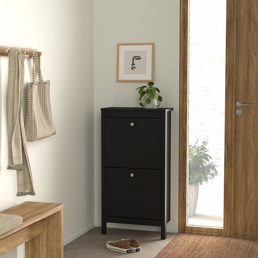 Madrid Shoe cabinet 2 compartments - Matt Black - Due In Stock 06/09-2023 - The Furniture Mega Store 