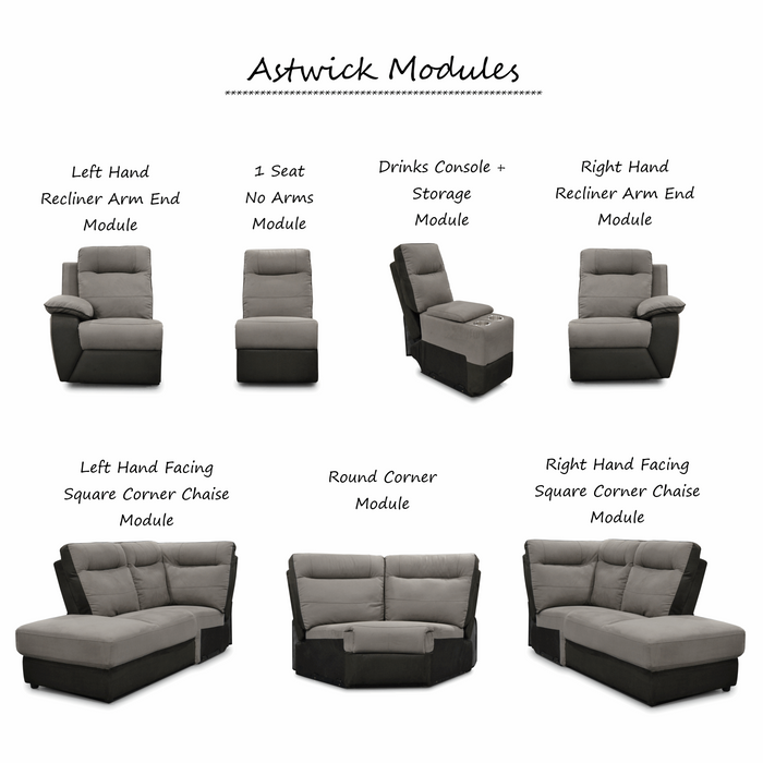 Astwick Modular Power Recliner With USB Charging Collection - Choice Of Fabrics - The Furniture Mega Store 