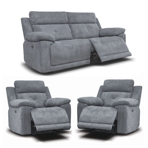 Baxley Power Recliner 3 Seater Sofa & 2 Armchairs + Integrated Usb Charging Ports - Choice Of Fabrics - The Furniture Mega Store 
