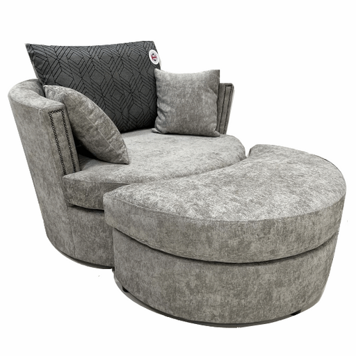 Morland Fabric Cuddle, Swivel Armchair & Footstool Set -  Choice Of Fabrics - The Furniture Mega Store