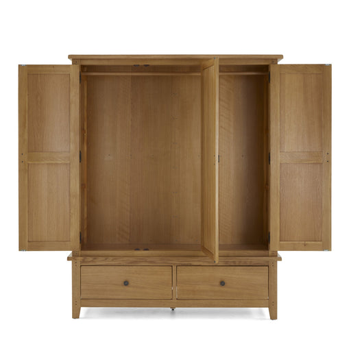 Barnham Oak Triple Wardrobe With Central Mirrored Door - The Furniture Mega Store 