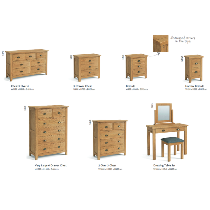 Barnham Oak 2 Over 3 Chest Of Drawers - The Furniture Mega Store 