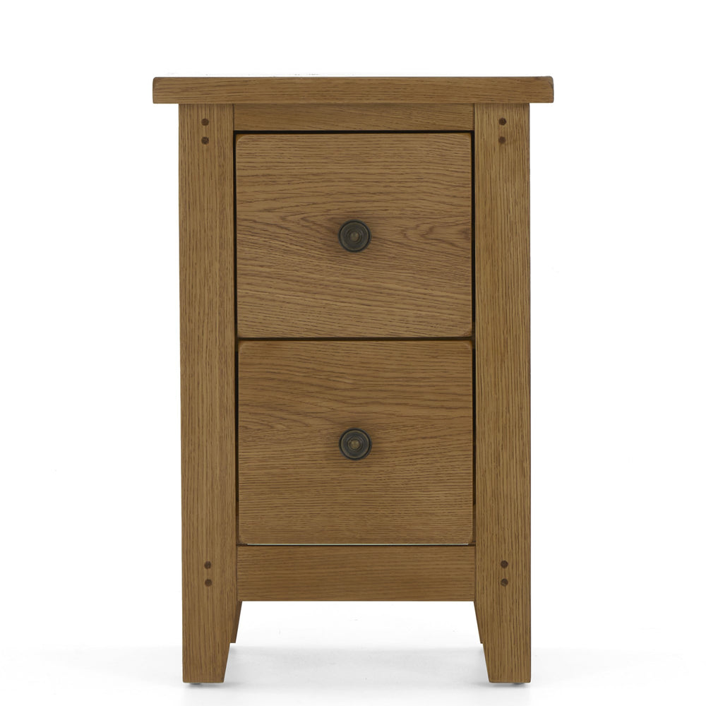 Barnham Oak 2 Drawer Narrow Bedside Table - The Furniture Mega Store 