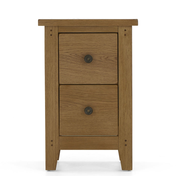 Barnham Oak 2 Drawer Narrow Bedside Table - The Furniture Mega Store 