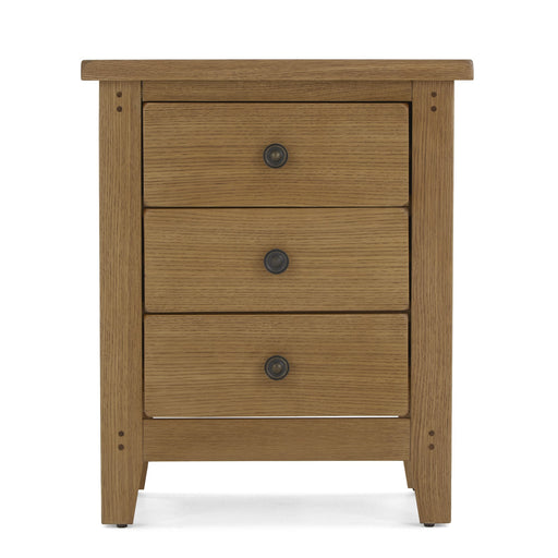 Barnham Oak 3 Drawer Bedside Table - The Furniture Mega Store