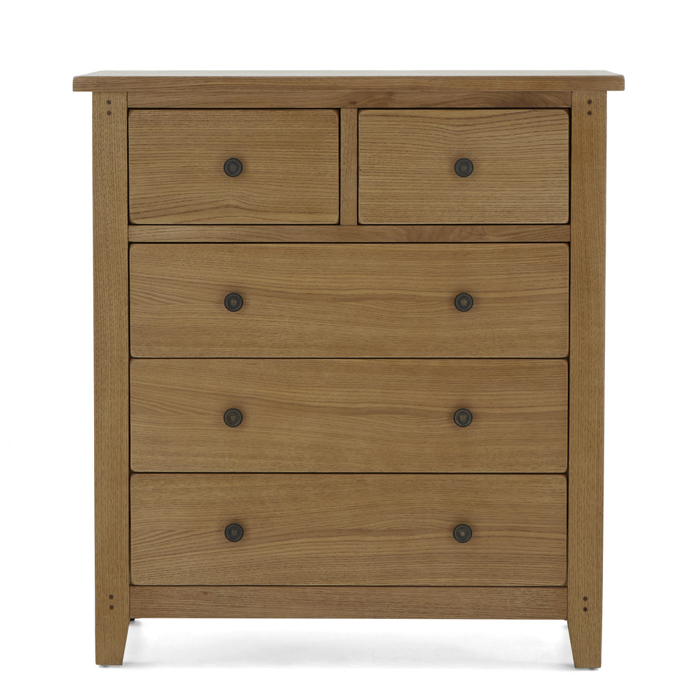 Barnham Oak 2 Over 3 Chest Of Drawers - The Furniture Mega Store 