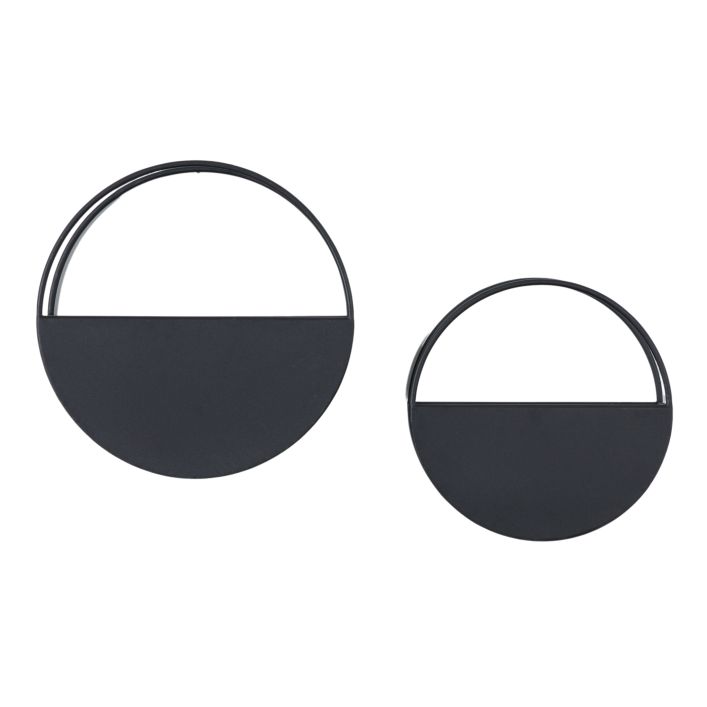 Black Circular Wall Planters (Set of 2) - The Furniture Mega Store 