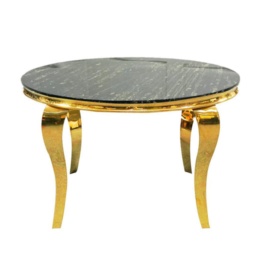 Louis 1.1m Round Black Marble & Gold Leg Dining Table - The Furniture Mega Store 