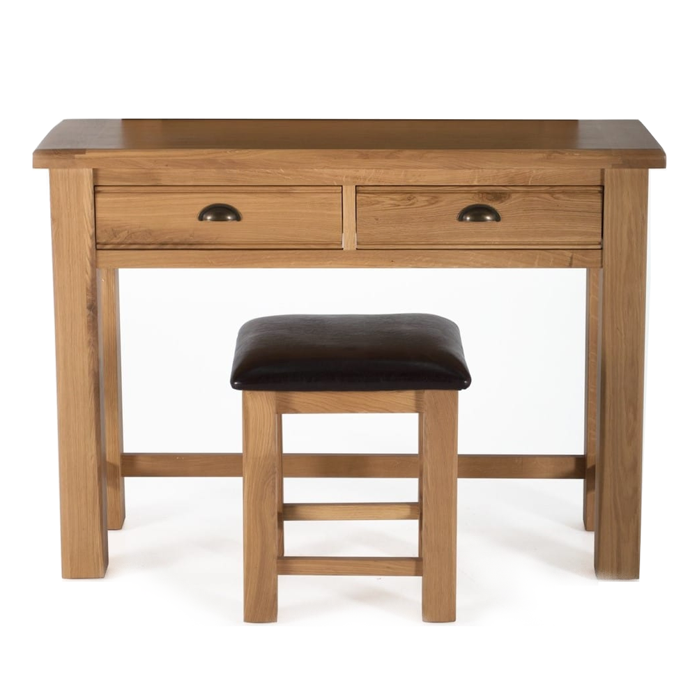 Breeze Oak Dressing Table & Stool Set - The Furniture Mega Store 
