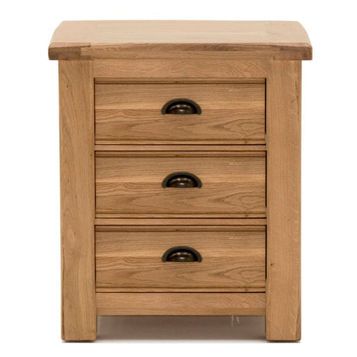 Breeze Oak 3 Drawer Bedside Cabinet - The Furniture Mega Store