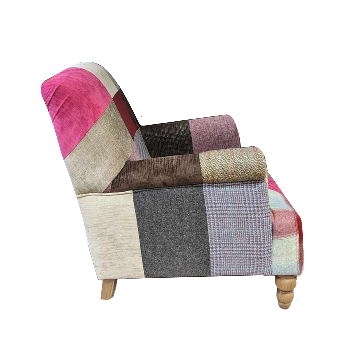 Burford Harris Tweed Harlequin Patchwork Armchair - The Furniture Mega Store 