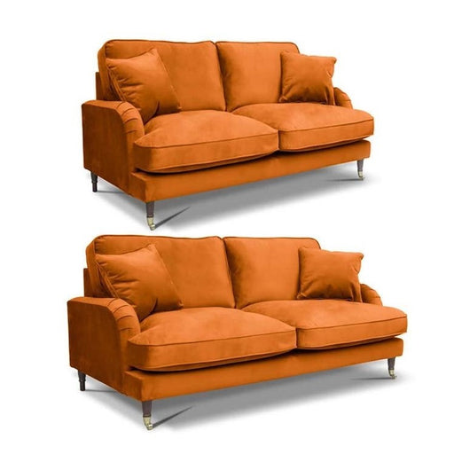 Rupert Velvet 2 & 3 Seater Sofa Set - Choice Of Colours - The Furniture Mega Store 