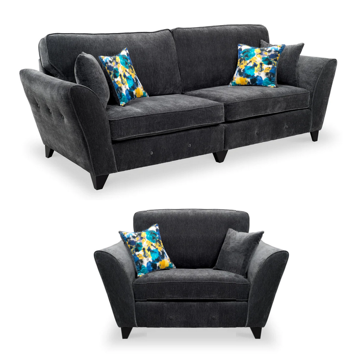 Canterbury Love Chair & 4 Seater Fabric Sofa Set - Choice Of Colours - The Furniture Mega Store 