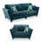 Canterbury Love Chair & 4 Seater Fabric Sofa Set - Choice Of Colours - The Furniture Mega Store 