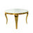 Sophia 1.1m Round Cream Marble & Gold Leg Dining Table & 4 Cream Velvet & Gold Dining Chairs - The Furniture Mega Store 