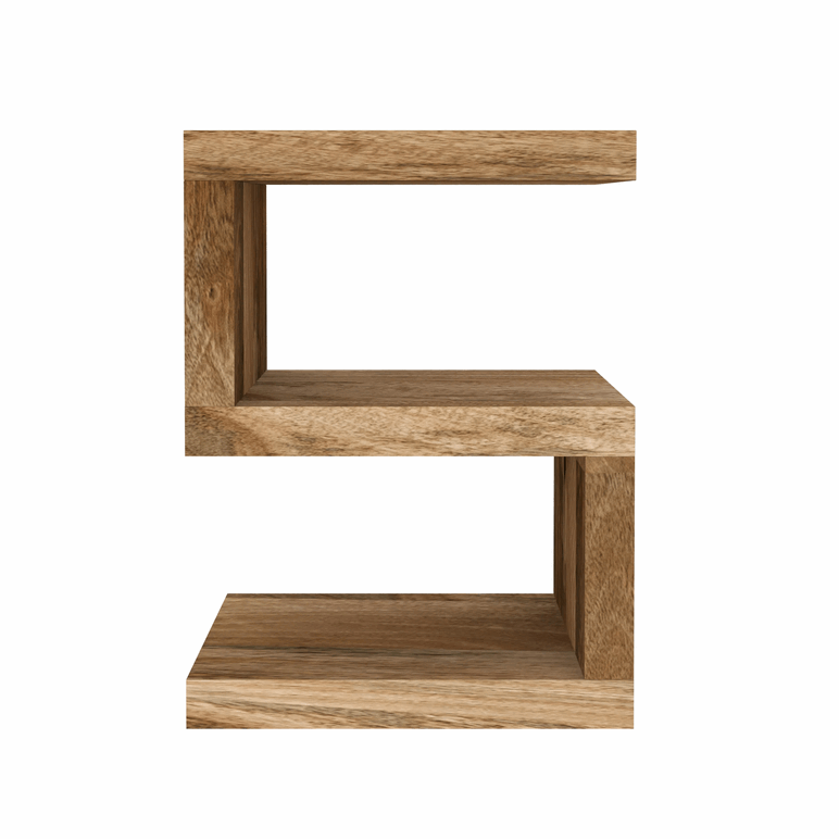 Cuban Mango Wood S Side Table / Shelving Unit - The Furniture Mega Store 