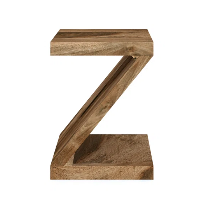 Cuban Mango Wood Z Side Table - The Furniture Mega Store 