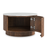 Piano Walnut Fluted Wood and Marble Top Round Coffee Table with 1 Door Storage - The Furniture Mega Store 