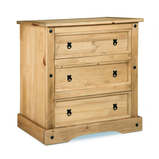 Corona 3 Drawer Chest in Distressed Waxed Pine - The Furniture Mega Store 