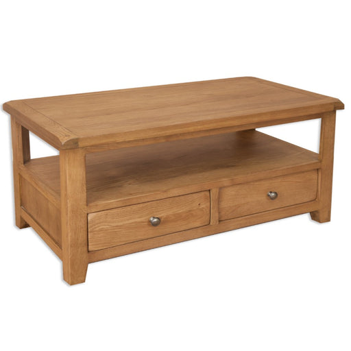 Wiltshire Country Oak 2 Drawer Coffee Table - The Furniture Mega Store 