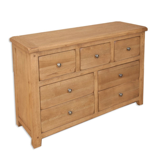 Wiltshire Country Oak Wide 7 Chest Of Drawers - The Furniture Mega Store 