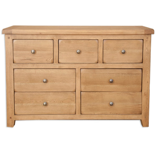 Wiltshire Country Oak Wide 7 Chest Of Drawers - The Furniture Mega Store