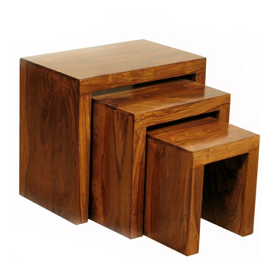 Cuban Petite Sheesham Nest Of 3 Tables - The Furniture Mega Store 