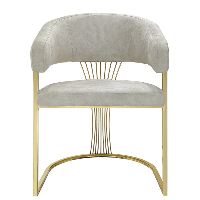 Portia Cream & Gold Frame Dining Chairs - Sold In Pairs - The Furniture Mega Store 