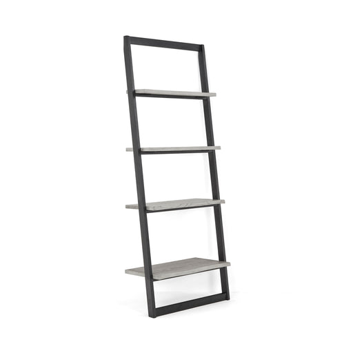 Dalston Grey Oak Bookcase, 185cm Tall Ladder Bookshelf with 5 Shelves - The Furniture Mega Store 