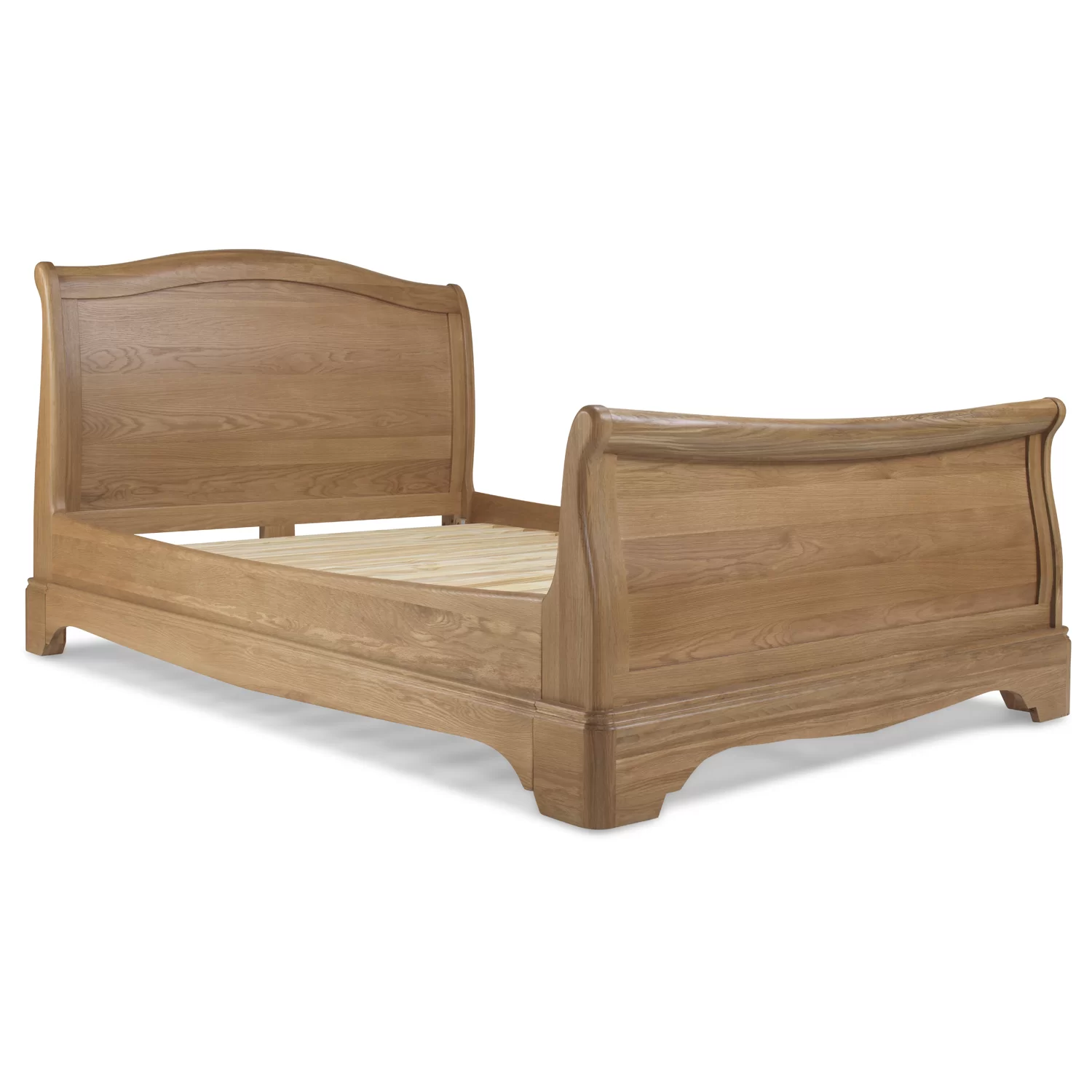 Cannes Natural Oak Sleigh Bed Choice Of Double Or King Size