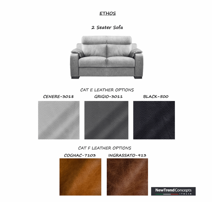 Ethos Italian Leather Sofa Collection - Choice Of Leathers - The Furniture Mega Store 