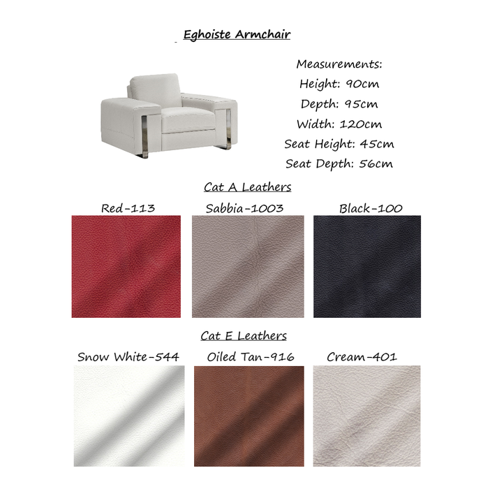 Eghoiste Italian Leather Sofa Collection - Choice Of Sizes & Leathers - The Furniture Mega Store 