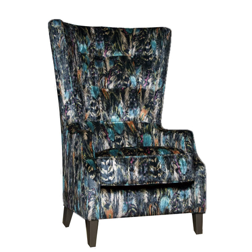 Feathers Jewel Velvet Fabric Throne Winged Accent Chair - Choice Of Legs
