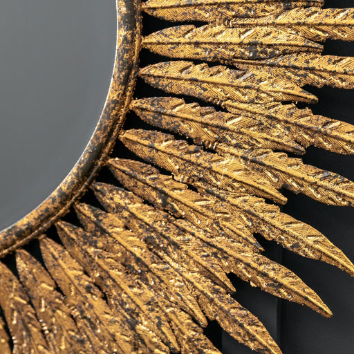 Feathers Gold Wall Mirror - 63cm Diameter - Out Of Stock ETA 08/12/2023 - The Furniture Mega Store 