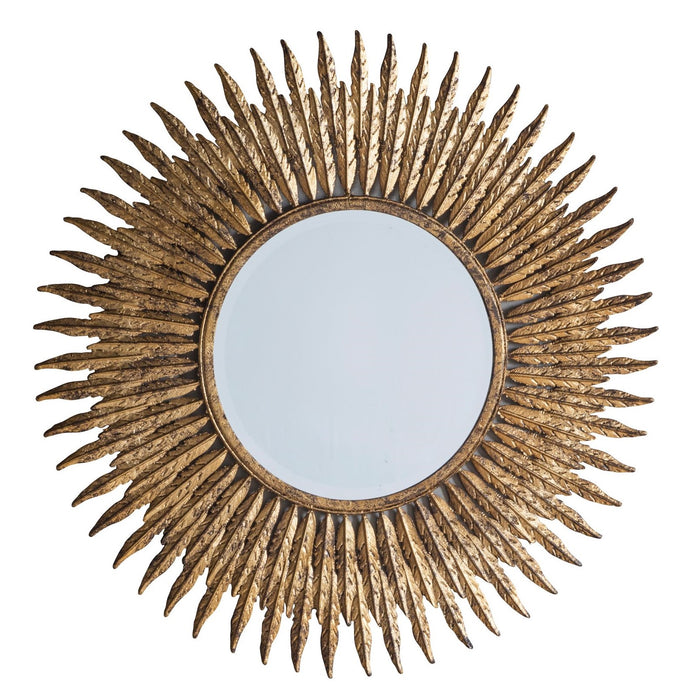 Feathers Gold Wall Mirror - 63cm Diameter - Out Of Stock ETA 08/12/2023 - The Furniture Mega Store 