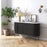 Miles Charcoal Fluted Mango & White Marble Large Curved Sideboard - The Furniture Mega Store 