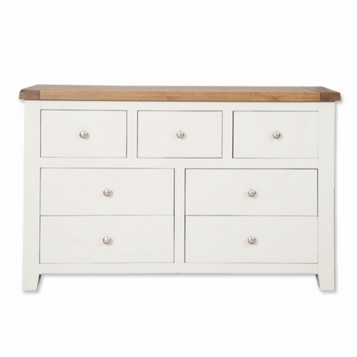 St.Ives White Painted & Oak 7 Drawer Wide Chest - The Furniture Mega Store 
