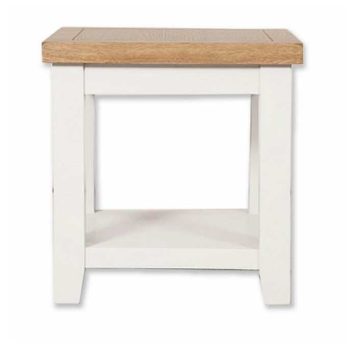 St.Ives White Painted & Oak Lamp Table - The Furniture Mega Store 