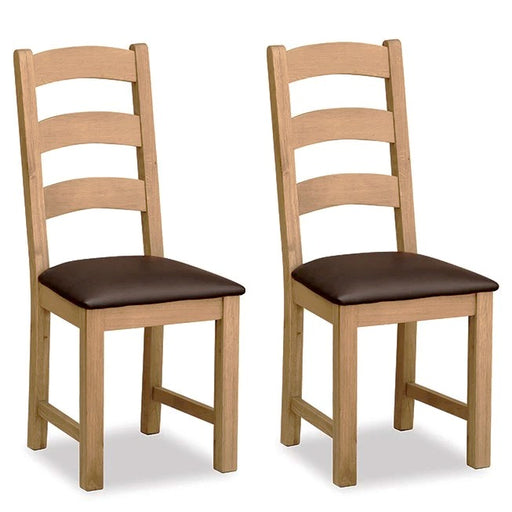 Addison Lite Natural Oak Dining Chair, Ladder Back (Sold in Pairs) - The Furniture Mega Store 