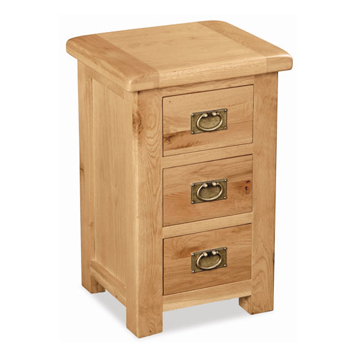 Sailsbury Solid Oak Bedside Cabinet - 3 Drawers - The Furniture Mega Store