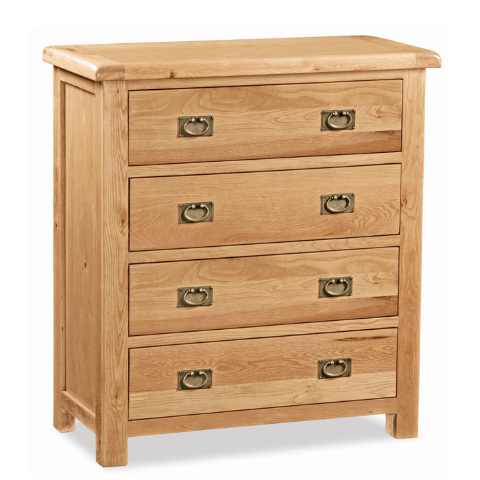 Sailsbury Solid Oak Chest of Drawers with 4 Drawers - The Furniture Mega Store 