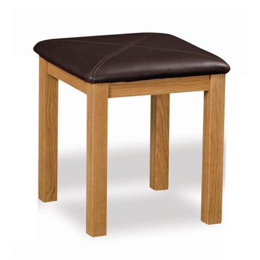 Sailsbury Solid Oak & Faux Leather Bedroom Stool - The Furniture Mega Store 