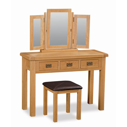 Sailsbury Solid Oak & Faux Leather Bedroom Stool - The Furniture Mega Store 