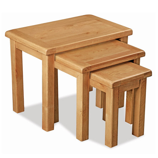 Sailsbury Solid Oak Nest of 3 Tables - The Furniture Mega Store 